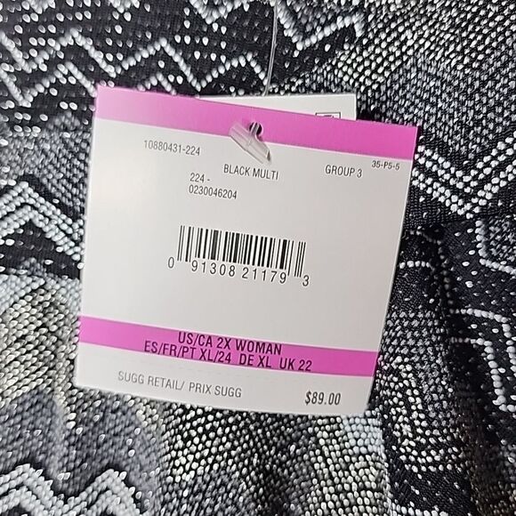 NWT Women's Metallic Side-Tie 3/4-Sleeve Top - Black Multi Size 2X - Picture 5 of 8